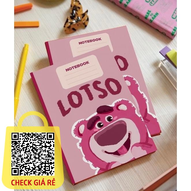 1 Quyển Vở Gấu Dâu - Tập vở kẻ ngang Gấu Lotso cute - sổ tay Gấu Hồng chất lượng cao 200 trang