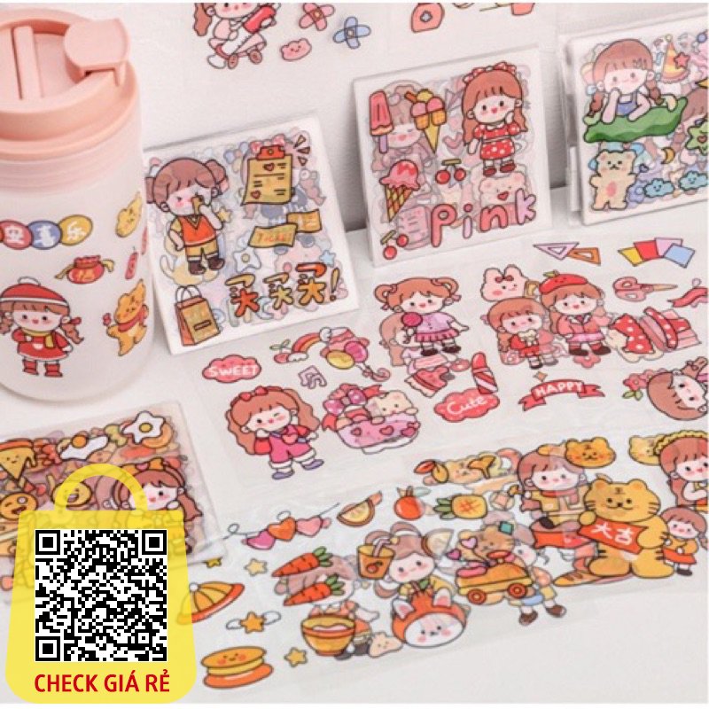 1 tờ sticker MS2 trang trí bình nước sách vở siêu đáng yêu cho bé