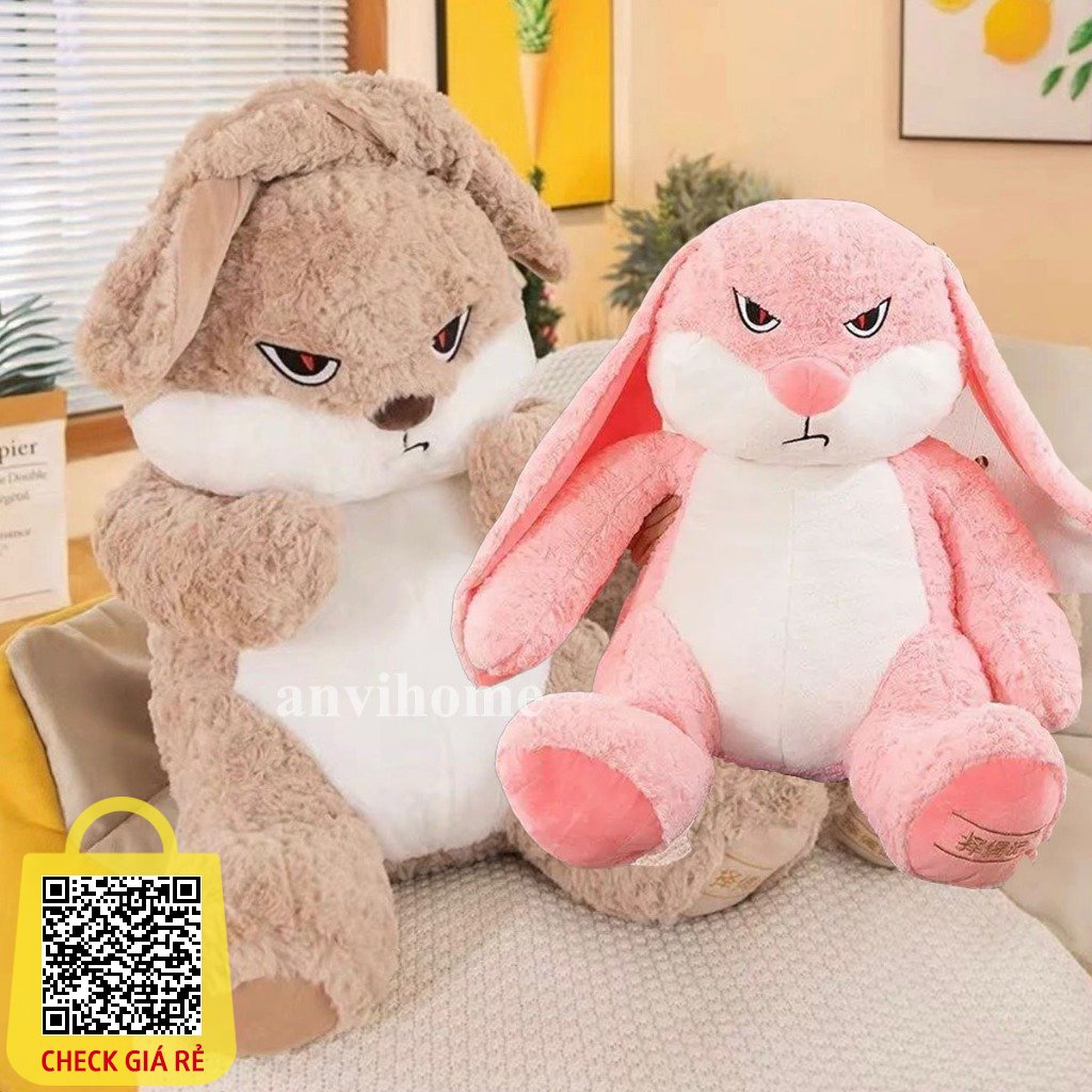 ANVIHOME Gối ôm Gấu bông thỏ hung hăng giận dữ - thỏ diudiu mặt quạo (quạu) - Thỏ bunny tai dài đủ size