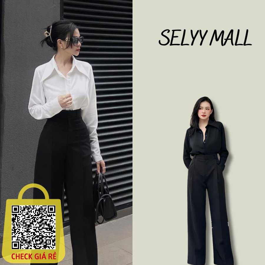 Áo Sơ Mi Nữ Lụa - Áo Sơ Mi Nữ Dài Tay Cổ Đức Thiết Kế Sang Chảnh SELYY MALL A133