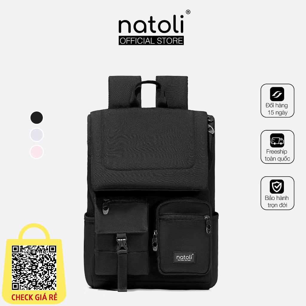 Balo laptop 15 6 inch thương hiệu NATOLI, Cặp đi học nam nhiều ngăn chống sốc chống nước tốt Global Backpack B8