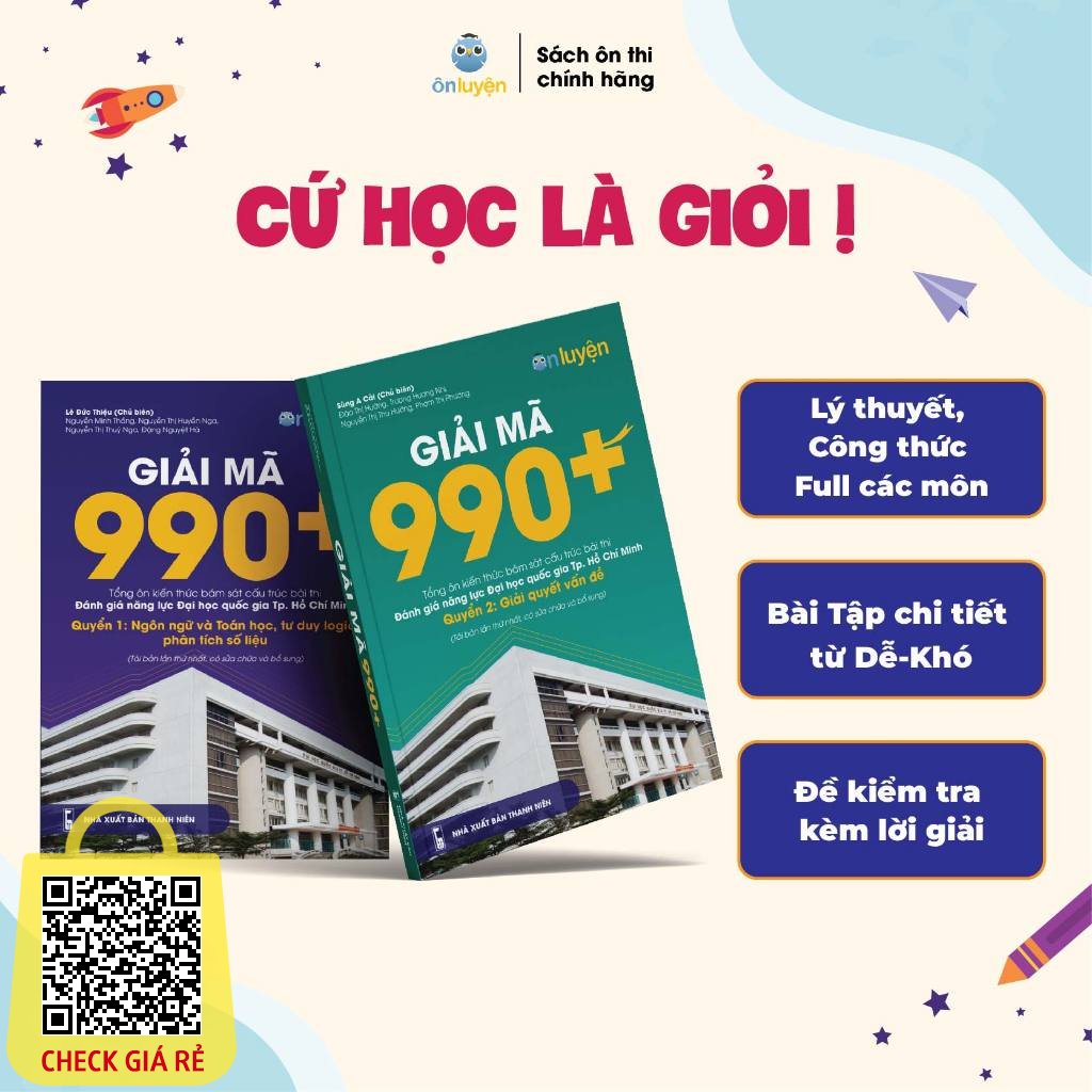 (Bản mới cho thi 2024) Combo sách Giải mã 990+ tổng ôn bài thi ĐGNL ĐHQG TP HCM