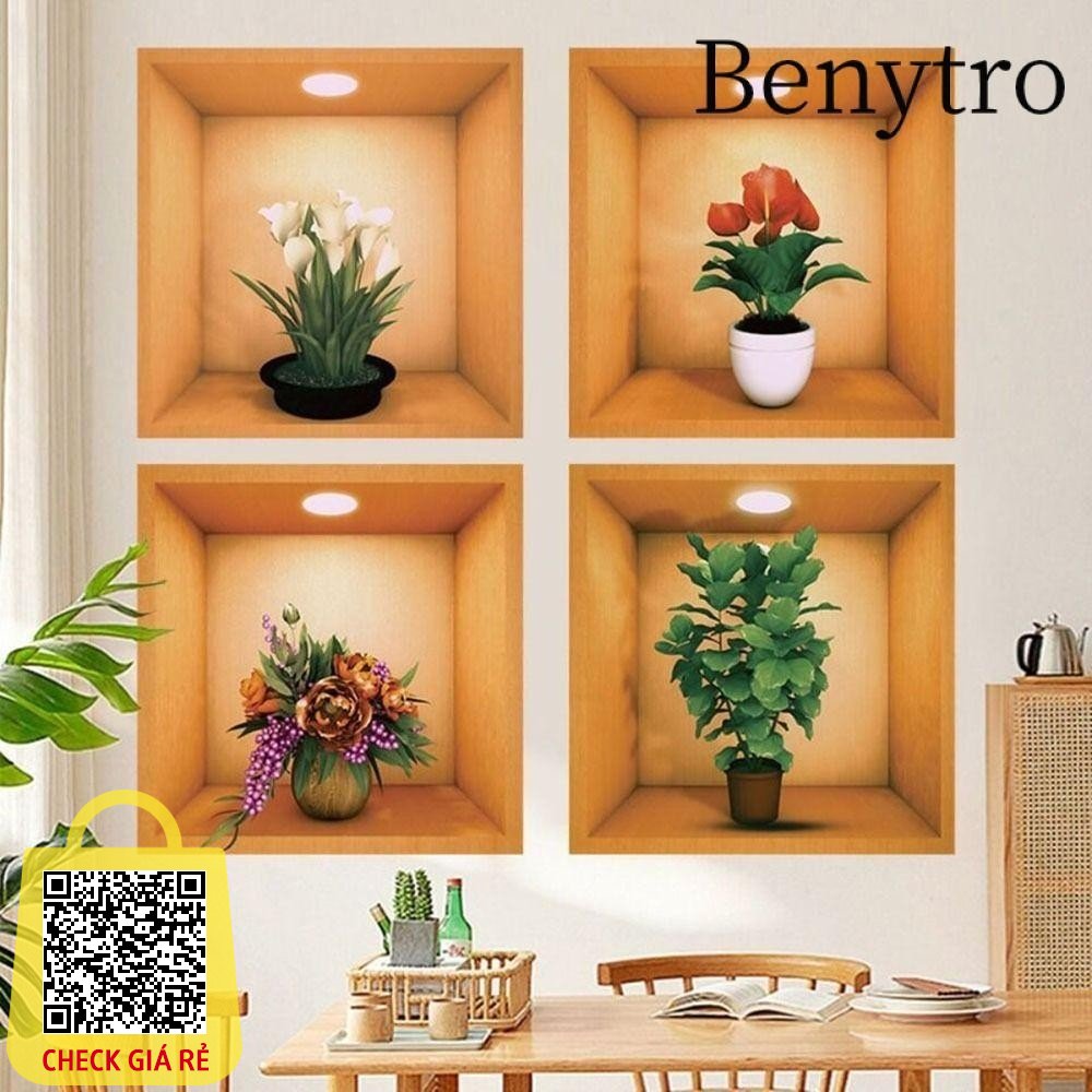 Benytro Đề can hoa - Giấy dán tường tự dính cây hoa - Minh họa tường trang trí nhà cửa mờ