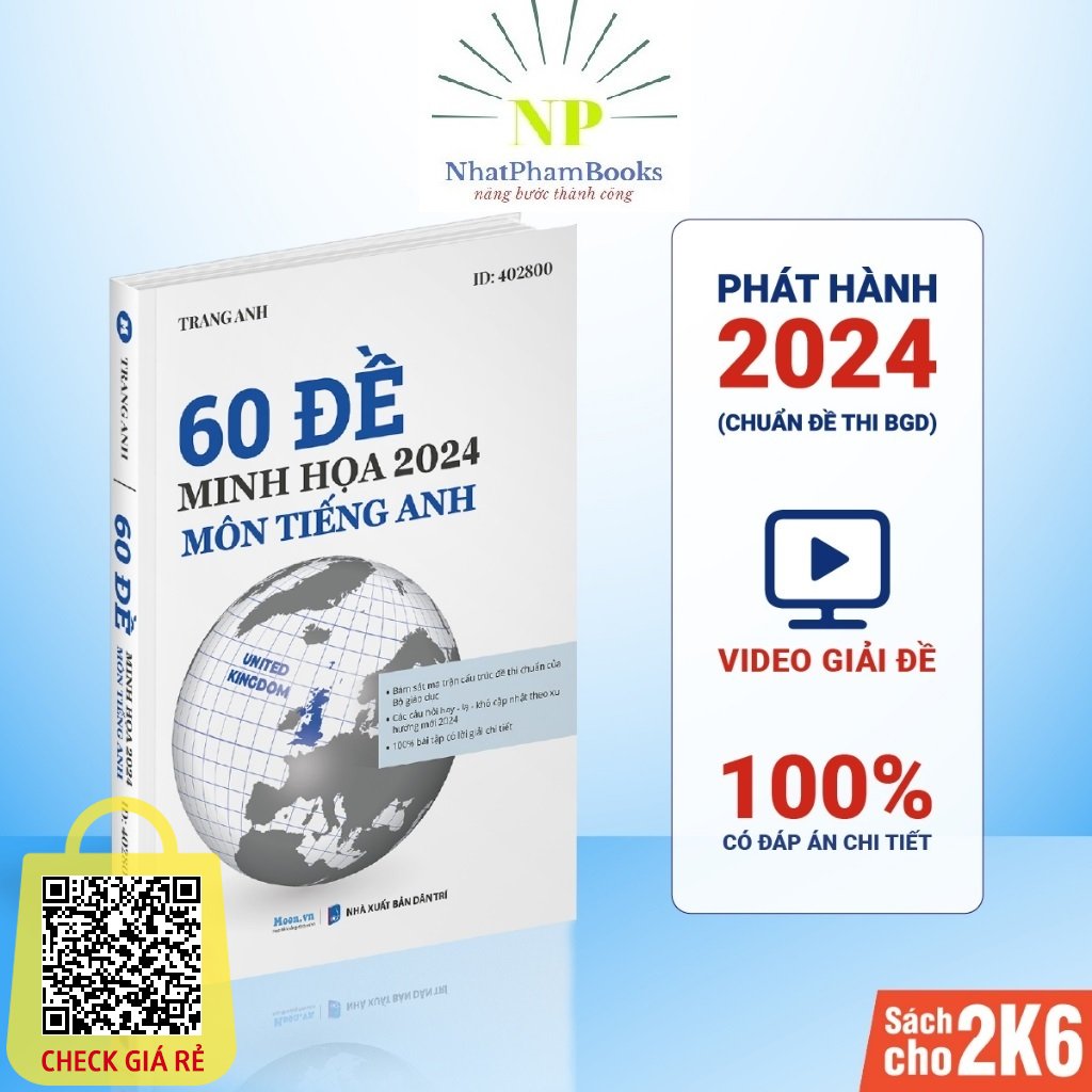 Bộ đề minh họa 2024 môn Tiếng Anh cô Trang Anh - Sách ID luyện đề thi trắc nghiệm thpt quốc gia moonbook