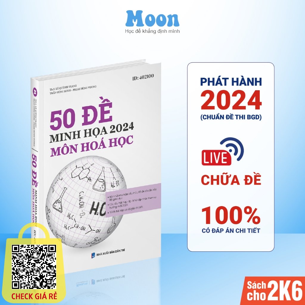 Bộ đề minh hoạ môn Hoá 2024, sách luyện thi trắc nghiệm THPT quốc gia moonbook