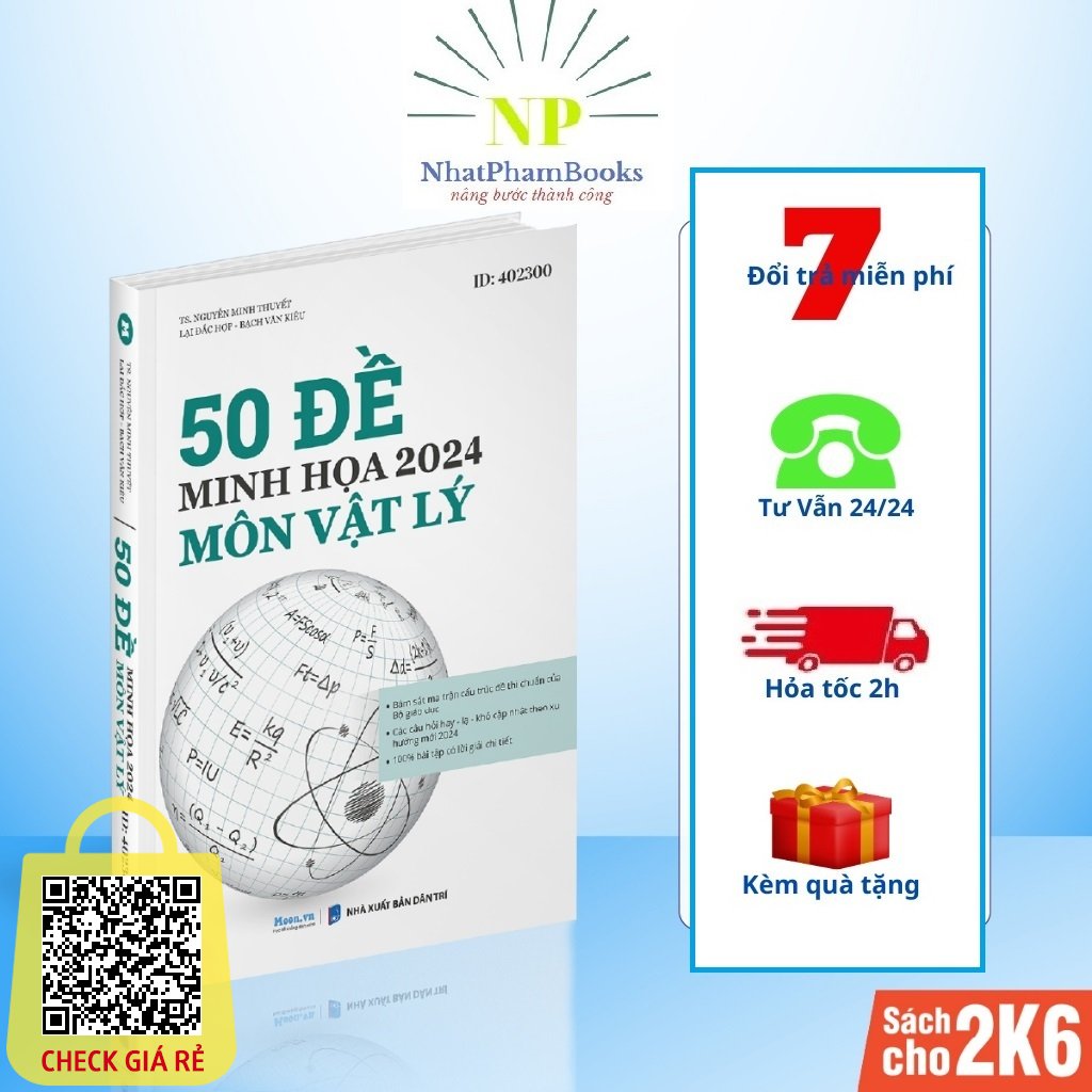 Bộ đề minh họa môn Vật lý 2024 - sách ôn thi THPT quốc gia - luyện đề thi đại học lý lớp 12 Moonbook