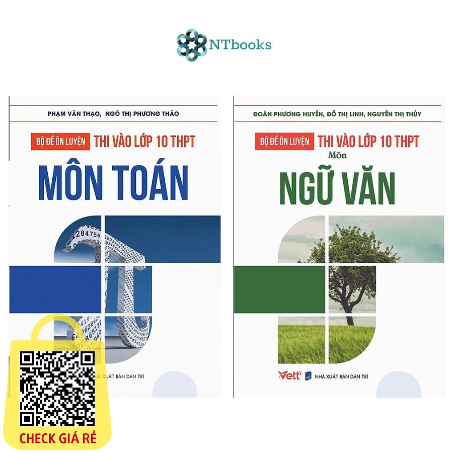 Bộ sách 2 cuốn Bộ Đề Ôn Luyện Thi Vào Lớp 10 THPT Môn Toán Văn