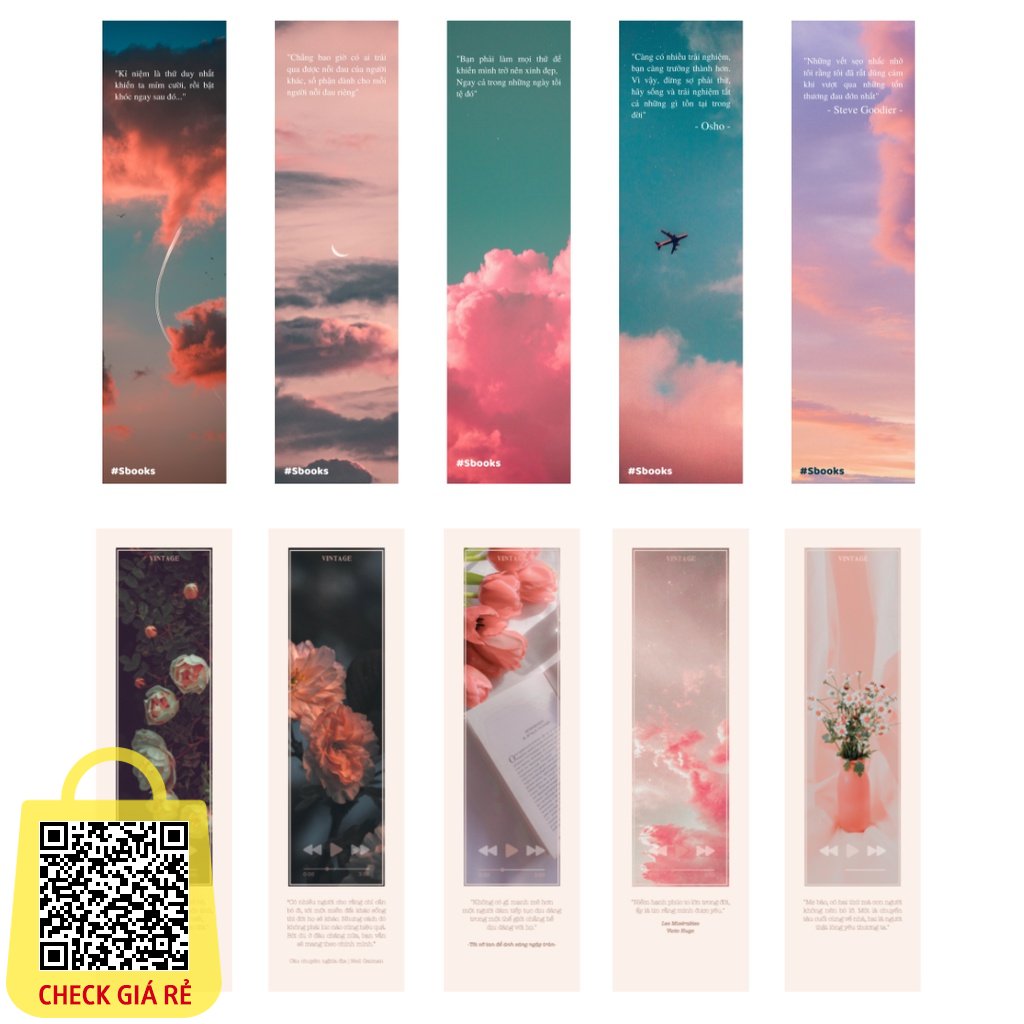 Bookmark Vintage Kẹp Sách, Dấu Trang Họa Tiết Bầu Trời