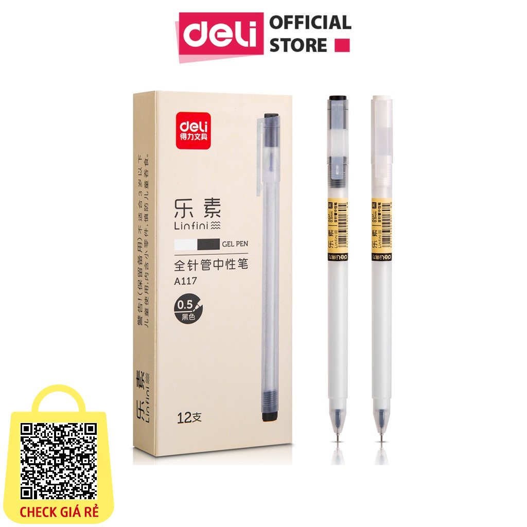 Bút Bi Nước Mực Gel Nhanh Khô Ngòi 0.5mm Nắp Đậy Deli Bút Bi Học Sinh Văn Phòng Viết Bi Mượt Nhiều Mực Có Ngòi Thay