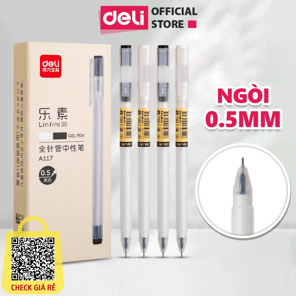 Bút bi nước văn phòng Bút gel Deli mực đen ngòi 0.5mm mực đều nét chữ đẹp phù hợp viết sổ tay ghi chép 1 chiếc