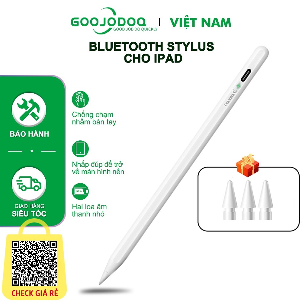 Bút cảm ứng GOOJODOQ cho iPad gen 9 8 7 6th Pro 11 12.9 2018-2023 2018 9.7 Mini 6 Chống Vân Tay Hiển thị phần trăm pin