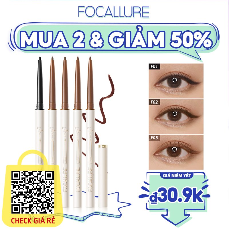 Bút chì kẻ mắt Focallure dạng gel siêu mảnh 1.7mm