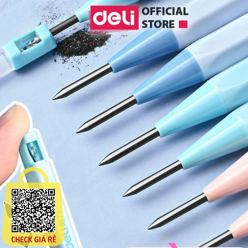 Bút Chì Kim Bấm Kèm Gọt Chì Ngòi 2mm Deli Đồ Dùng Học Tập Dễ Thương Màu Pastel Phù Họp Học Sinh Ghi Chép Sổ Tay