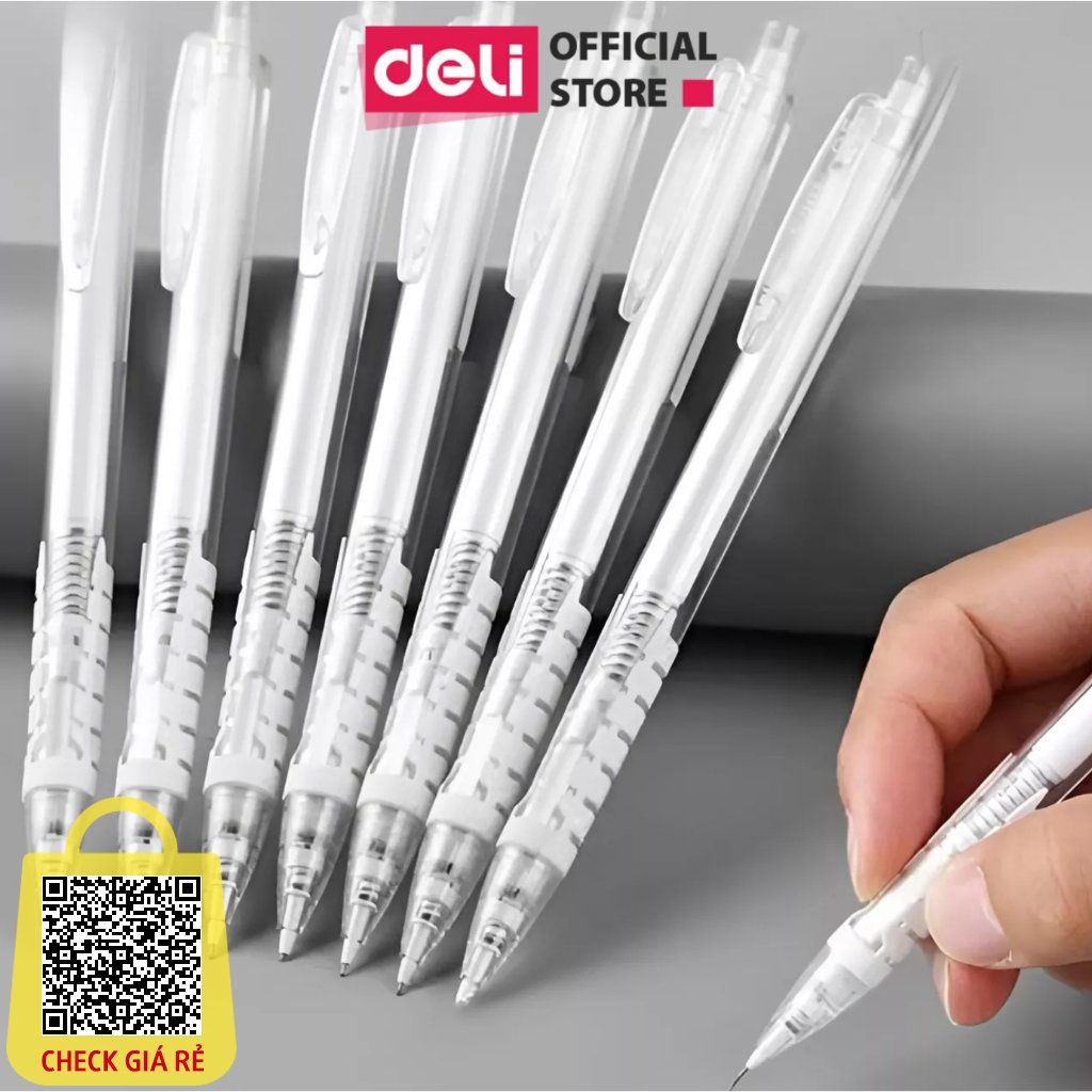 Bút chì kim Deli bấm thân/ bấm đầu ngòi 0.5-0.7mm cao cấp kèm đầu tẩy Cải tiến cho học sinh - dân văn phòng tiện lợi