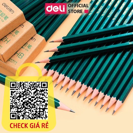 Bút chì lục giác 2B/HB Deli vẽ mỹ thuật làm bài kiểm tra nhạy với máy chấm thi an toàn với người sử dụng