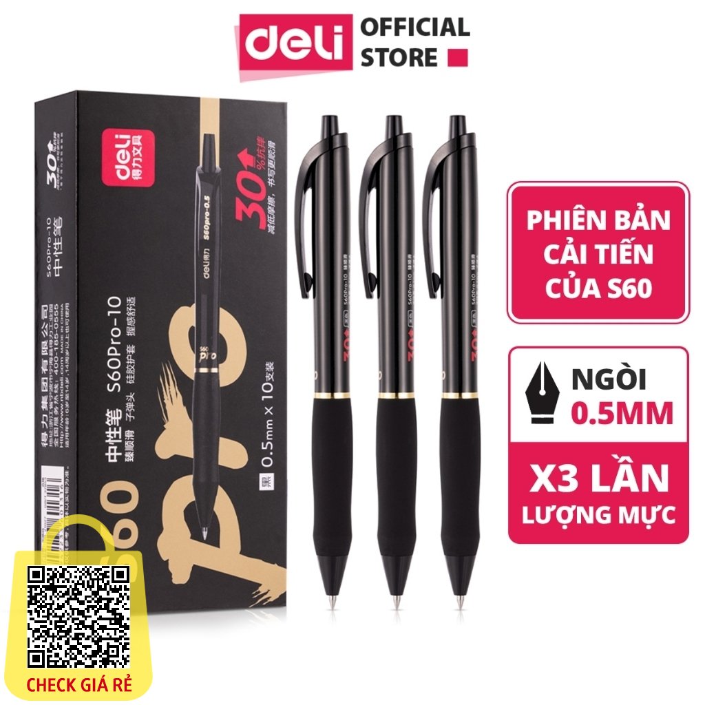 Bút Gel Bấm Bi Nước Màu Đen Nhanh Khô Deli Thiết Kế Thông Minh Ngòi 0.5mm Dành Cho Văn Phòng Học Sinh