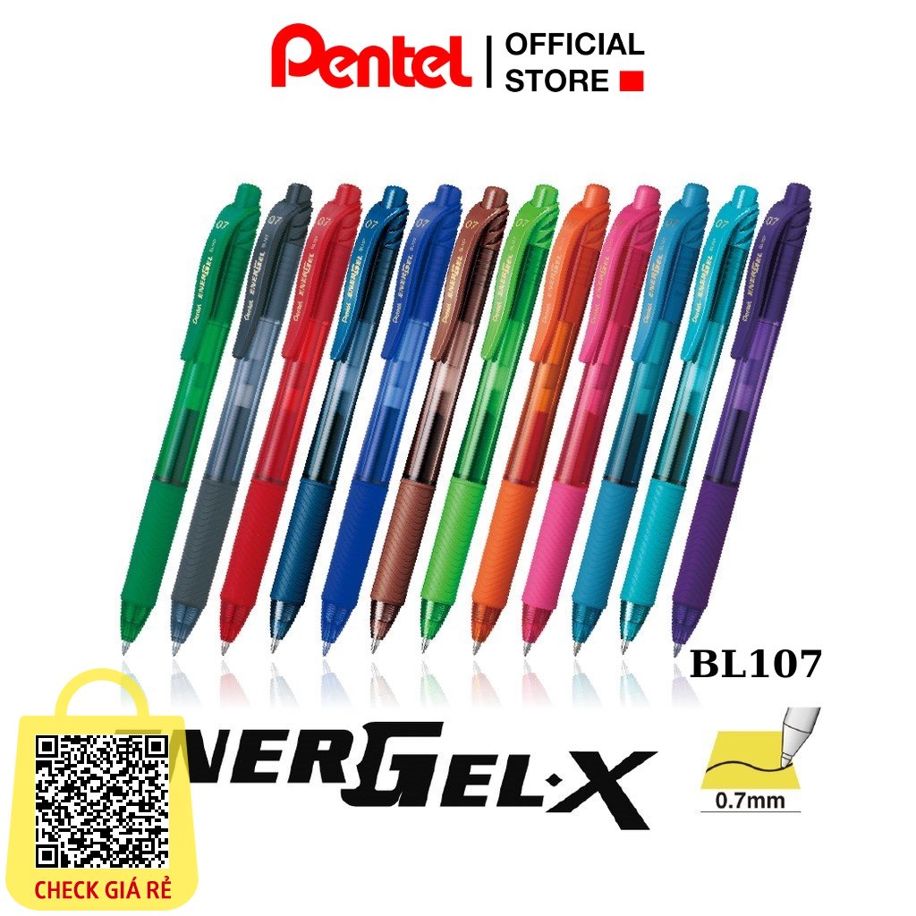 Bút Gel Pentel BL107 Ngòi 0.7mm| Mực Viết Trơn Mượt Siêu Nhanh Khô| Tặng Ngay Sổ Luyện Chữ Có Chân