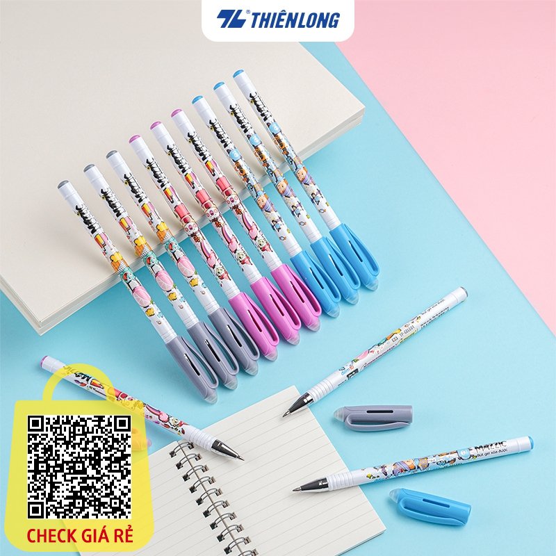 Bút Gel xóa được Thiên Long Mazzic TP-GELE01 ngòi 0.5mm mực xanh/đen/tím bút viết trơn mượt - có gôm trên nắp