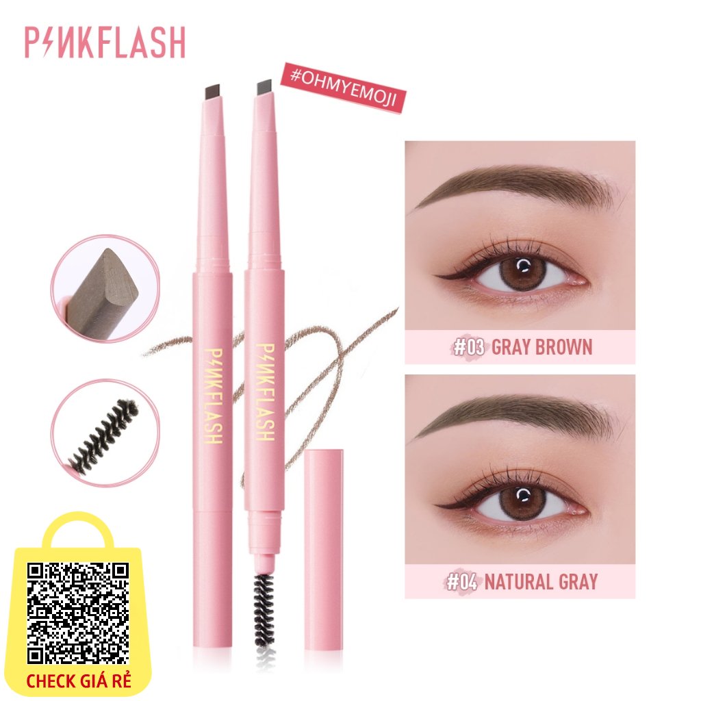 Bút Kẻ Lông Mày PINKFLASH OhMyEmoji Dễ Tán Chống Nước Giữ Màu Lên Đến 8 Tiếng Tích Hợp Đầu Cọ Chải Tiện Dụng 0.2g