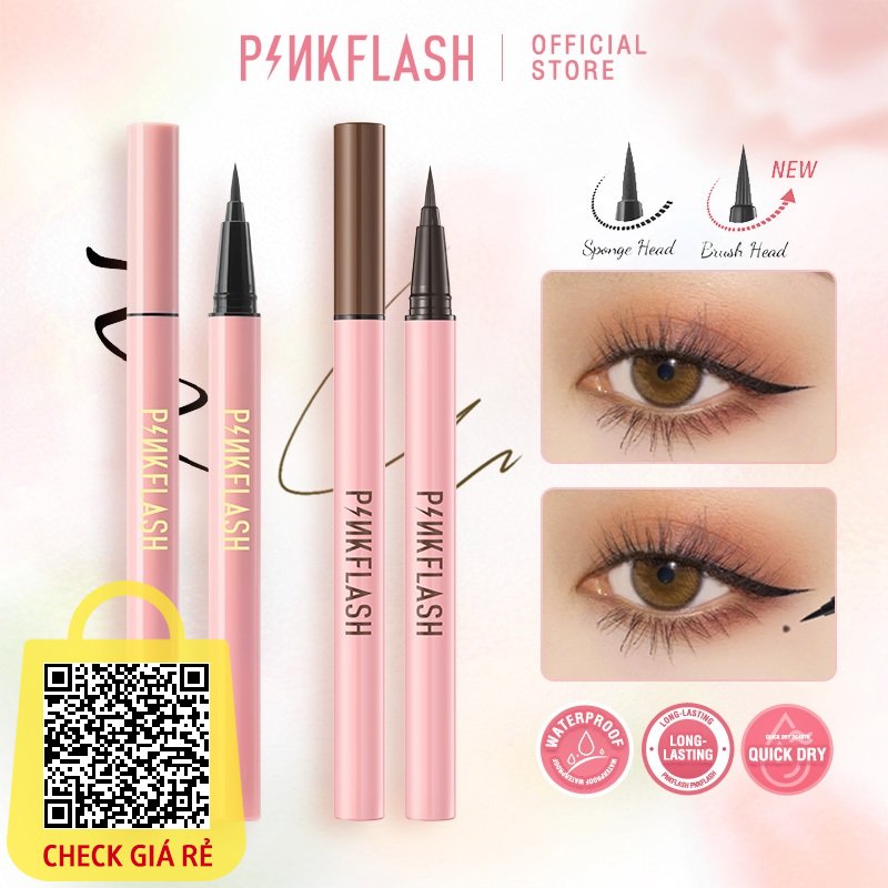 Bút kẻ mắt Pinkflash dạng lỏng nhanh khô màu đen màu nâu chất lì chống nước lâu trôi 30g