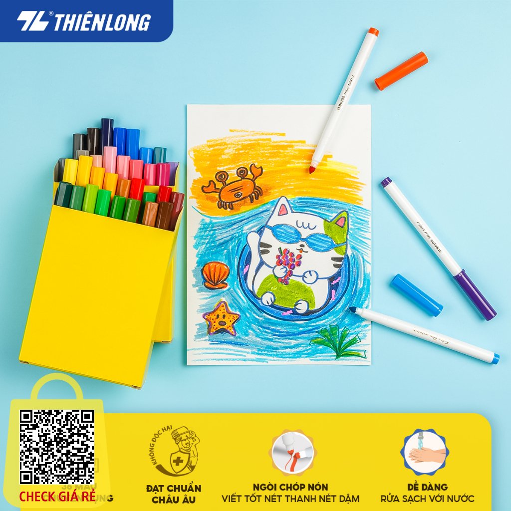 Bút lông màu Fiber Pen Thiên Long 20/36 màu Bút lông màu Colokit nét mảnh nét to