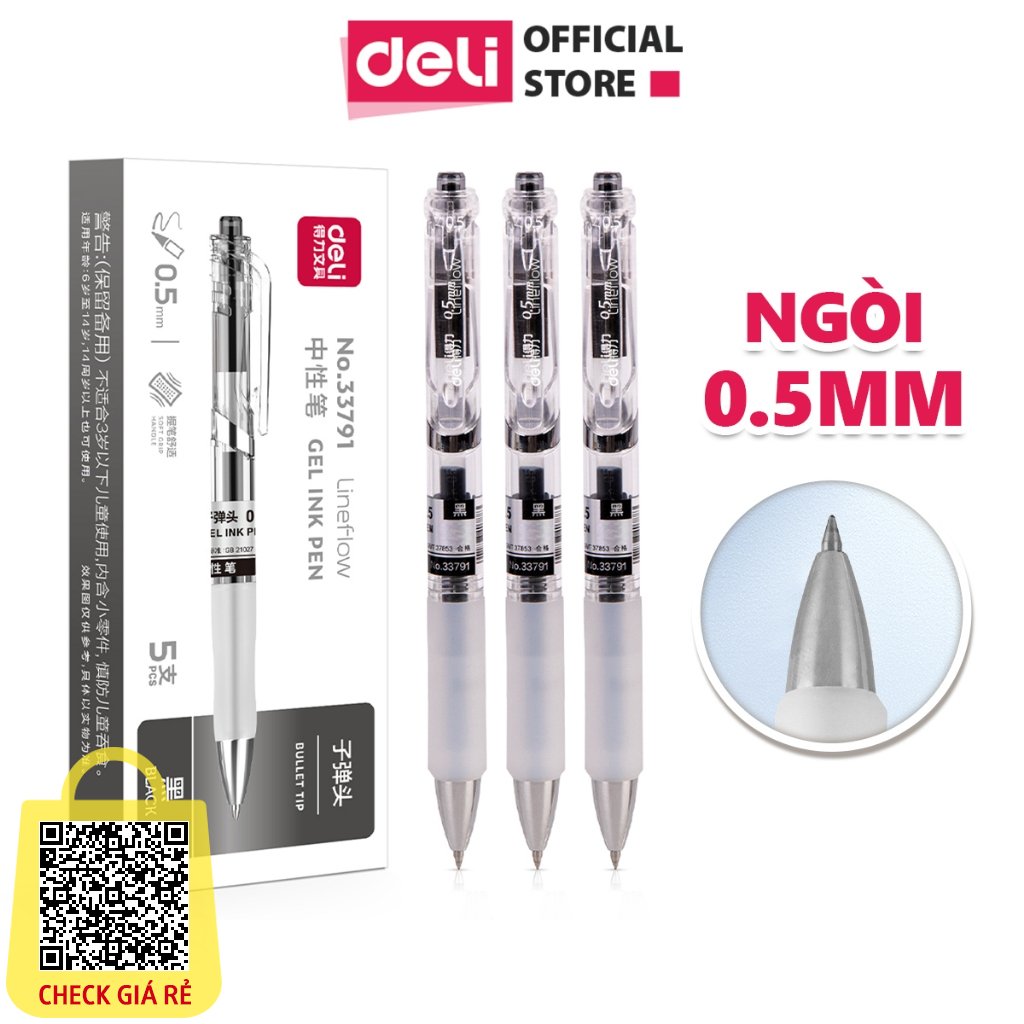 Bút Mực Gel Viết Bi Deli 2 Màu Mực Xanh Đen Ngòi 0.5mm Nét Trơn Tru Mực Nhanh Khô Phù Hợp Học Sinh Văn Phòng 33791