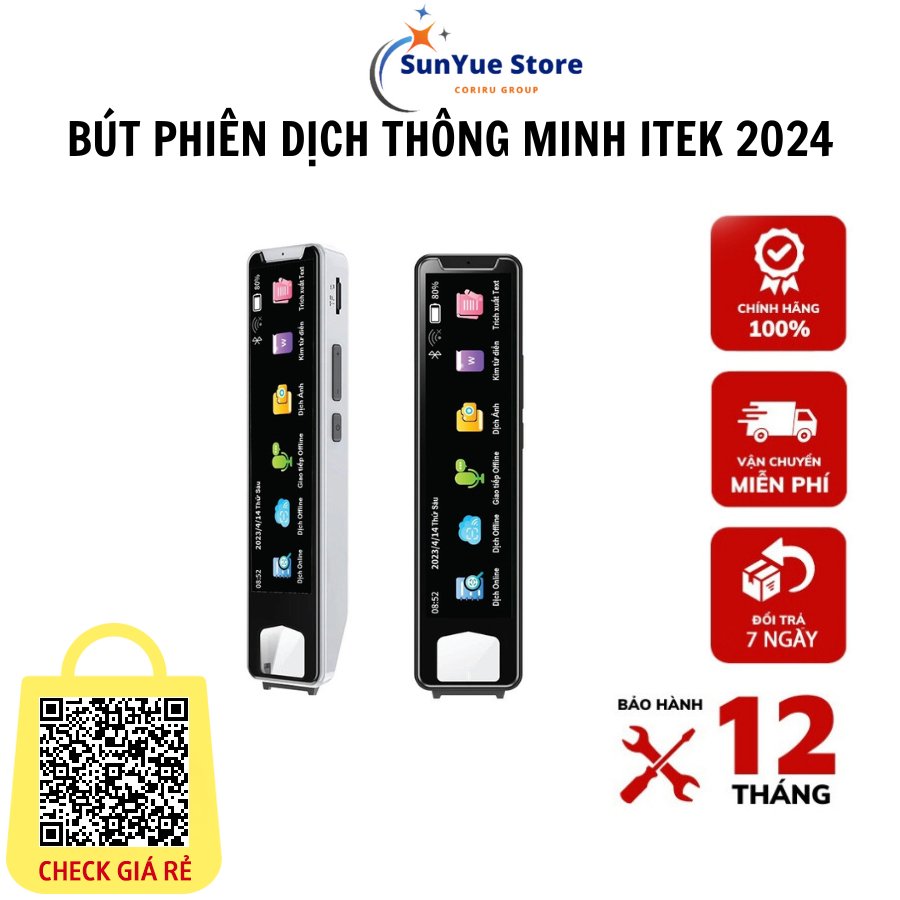 Bút phiên dịch thông minh I-tek s 2024 dịch offline Tiếng Việt - can dịch văn bản - dịch ảnh - đàm thoại 2 chiều