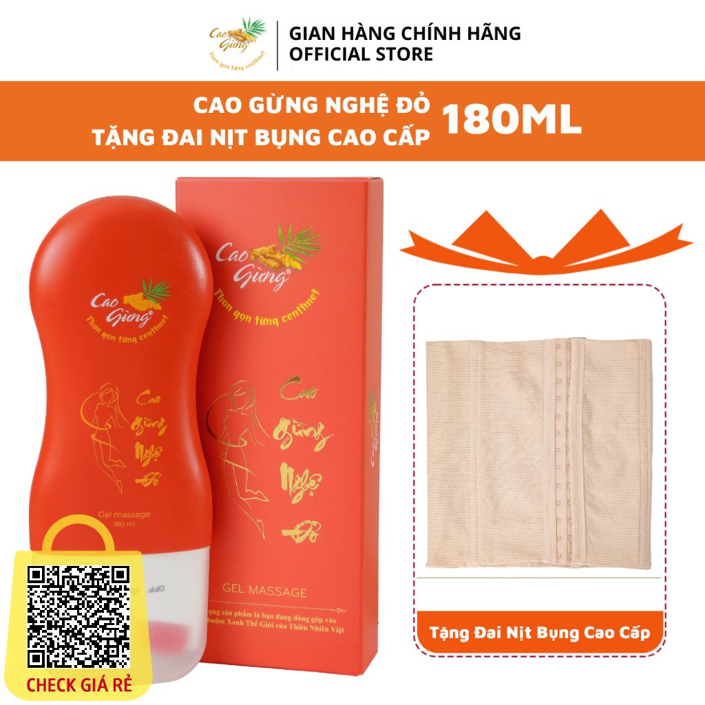 Cao Gừng Nghệ Đỏ Tan Mỡ Vùng Eo - Đùi - Bắp Tay - Bắp Chân - Nọng Cằm Dung Tích 180ml - Bao Bì Mới 2024