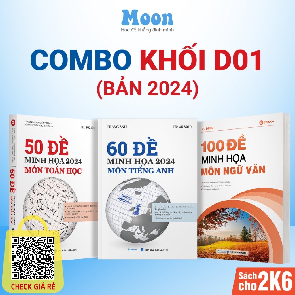 Combo 03 sách bộ đề minh họa khối D00: Toán - Văn - Anh luyện thi THPT QG 2024 - Sach ID