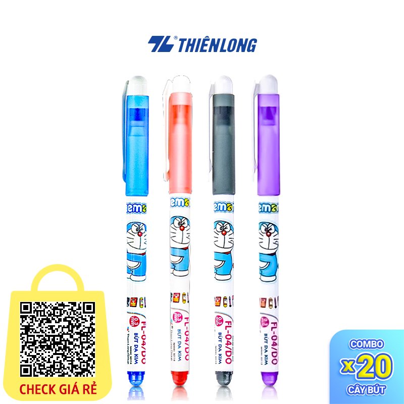 Combo 20 Bút lông kim - bút mực nước Thiên Long ngòi 0.3mm mực xanh đỏ đen tím - nét viết mảnh không lem FL-04/DO