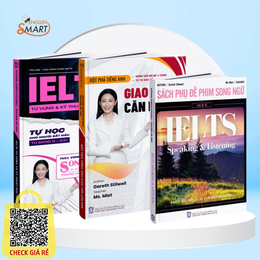 Combo 3 Cuốn Sách Tiếng Anh: IELTS Từ Vựng Và Kỹ Thuật Đọc Giao Tiếp Căn Bản Sách Phim Song Ngữ IELTS Smart English