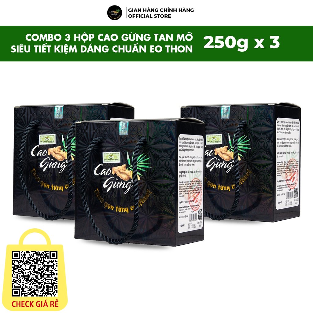 Combo 3 Hộp Cao Gừng Tan Mỡ (250gx3) Dạng Gel Massage Ngoài Da An Toàn Tiết Kiệm Eo Thon Dáng Chuẩn