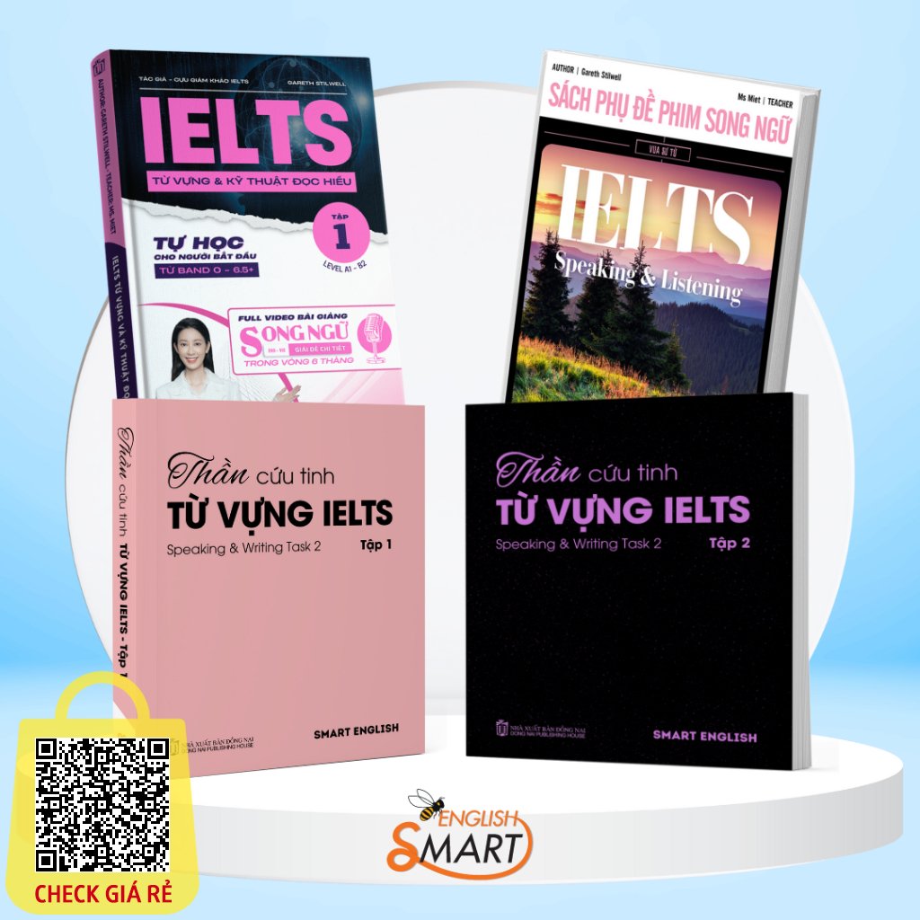 Combo 4 Cuốn IELTS: Bộ 2 Sách Thần Cứu Tinh Từ Vựng IELTS + Từ Vựng Và Kỹ Thuật Đọc Hiểu + Sách Phim Song Ngữ Vua Sư Tử