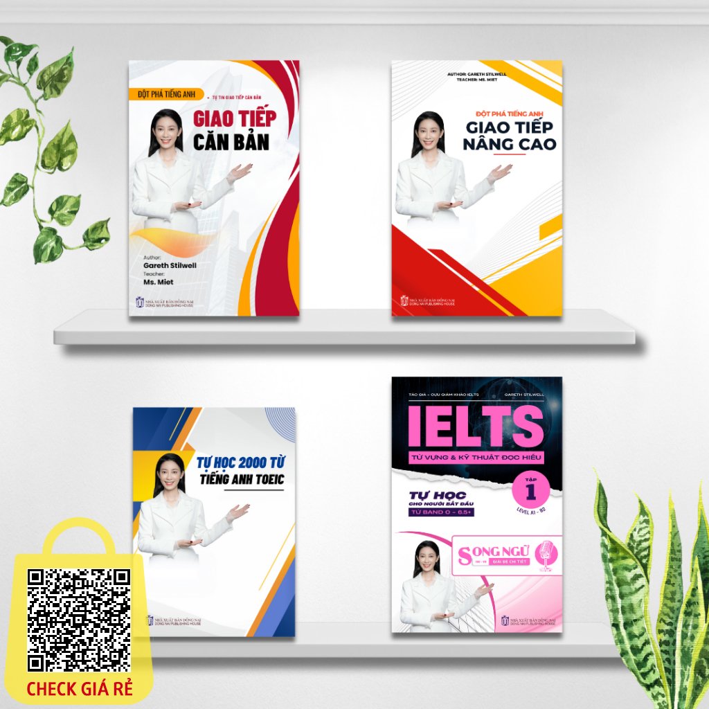 Combo 4 Cuốn Sách Tiếng Anh Cho Người Mất Gốc-Sách IELTS Từ Vựng-Giao Tiếp Căn Bản-Giao Tiếp Nâng Cao-Sách Từ Vựng TOEIC