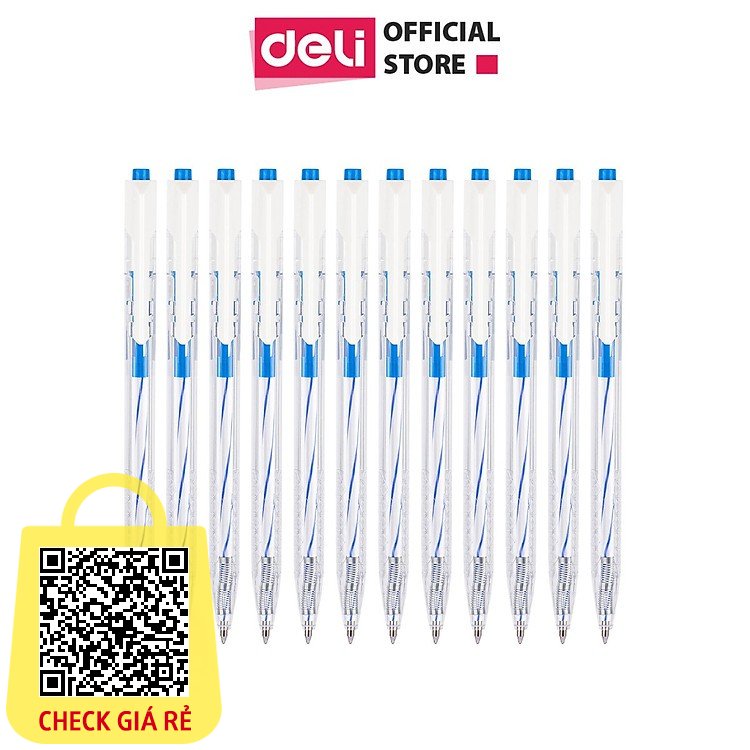 Combo 5 10 20 Bút bi Deli EQ24 mực xanh đỏ đen tím ngòi 0.7mm nét viết đều dành cho học sinh văn phòng