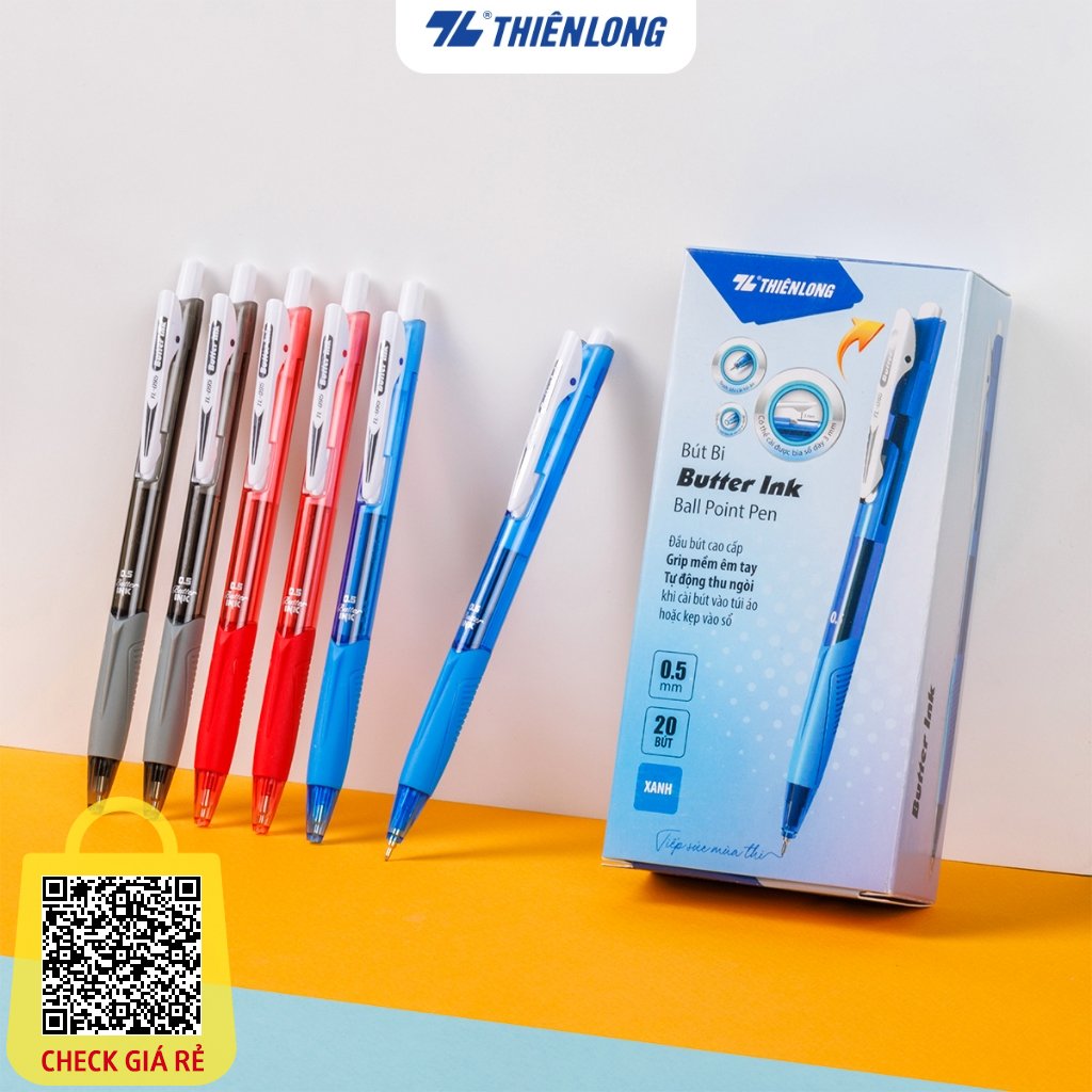 Combo 5/10/20 Bút bi Thiên Long TL-095 Bút bi Butter Ink ngòi 0.5mm kiểu dáng hiện đại cầm tay thoải mái - nét đều trơn