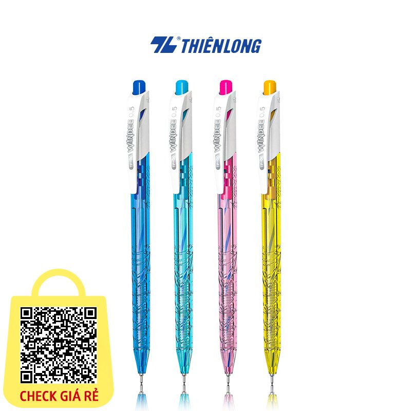 Combo 5/10/20 Bút bi Thiên Long TP-06 ngòi 0.5mm mực xanh/đen dạng bấm cò - có vân cầm tay giúp giảm trơn trượt khi viết