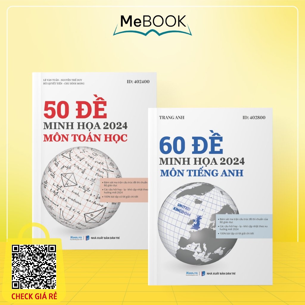 Combo Bộ Đề Trắc Nghiệm 2024: 2 Sách Bộ Đề Minh Hoạ Luyện Thi THPT QG Môn Toán Anh | Me Book