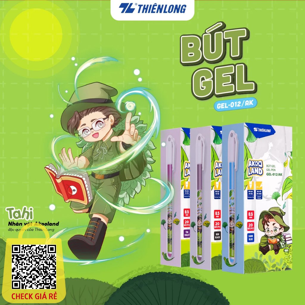 COMBO Bút gel Thiên Long GEL-012/AK Nét viết 0.5mm Akooland Tahi