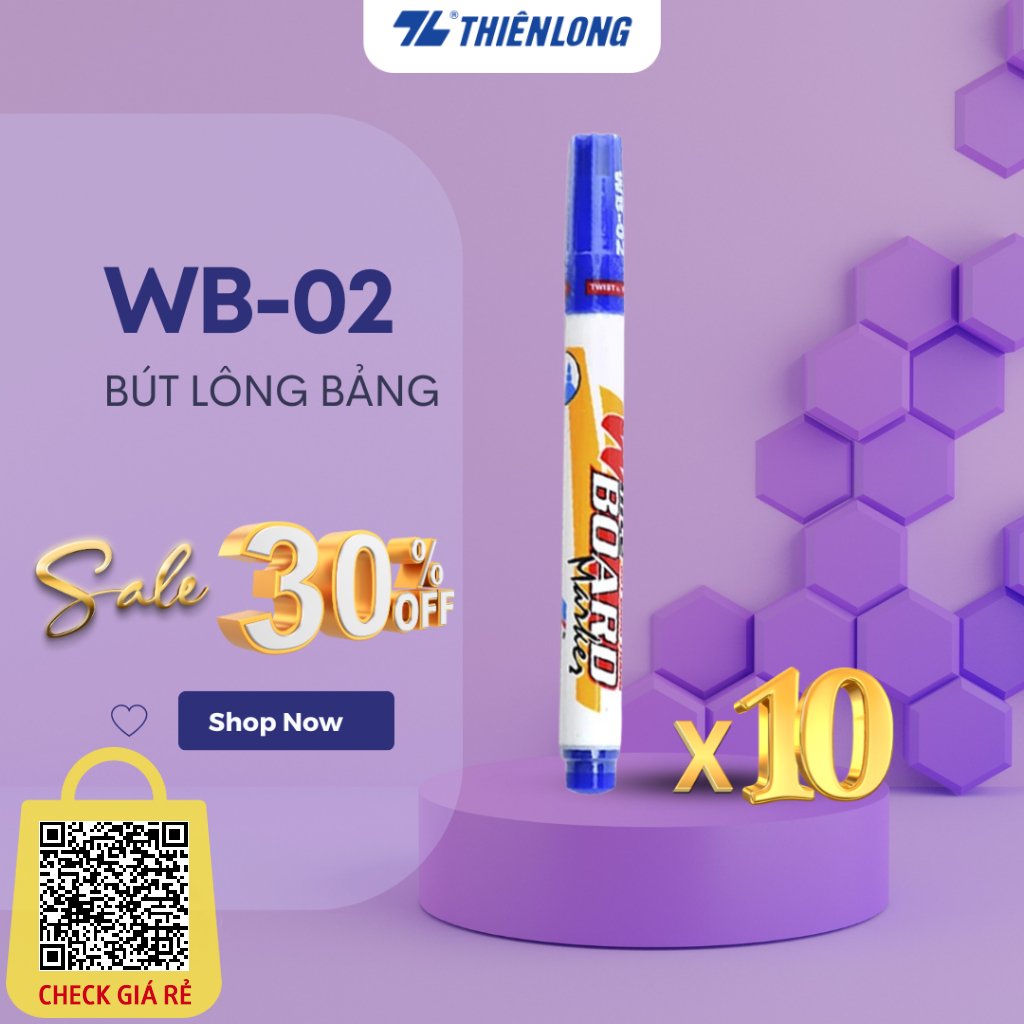 Combo Bút lông bảng Thiên Long WB-02 Bút lông - bút dạ viết bảng xoá được trên bảng trắng