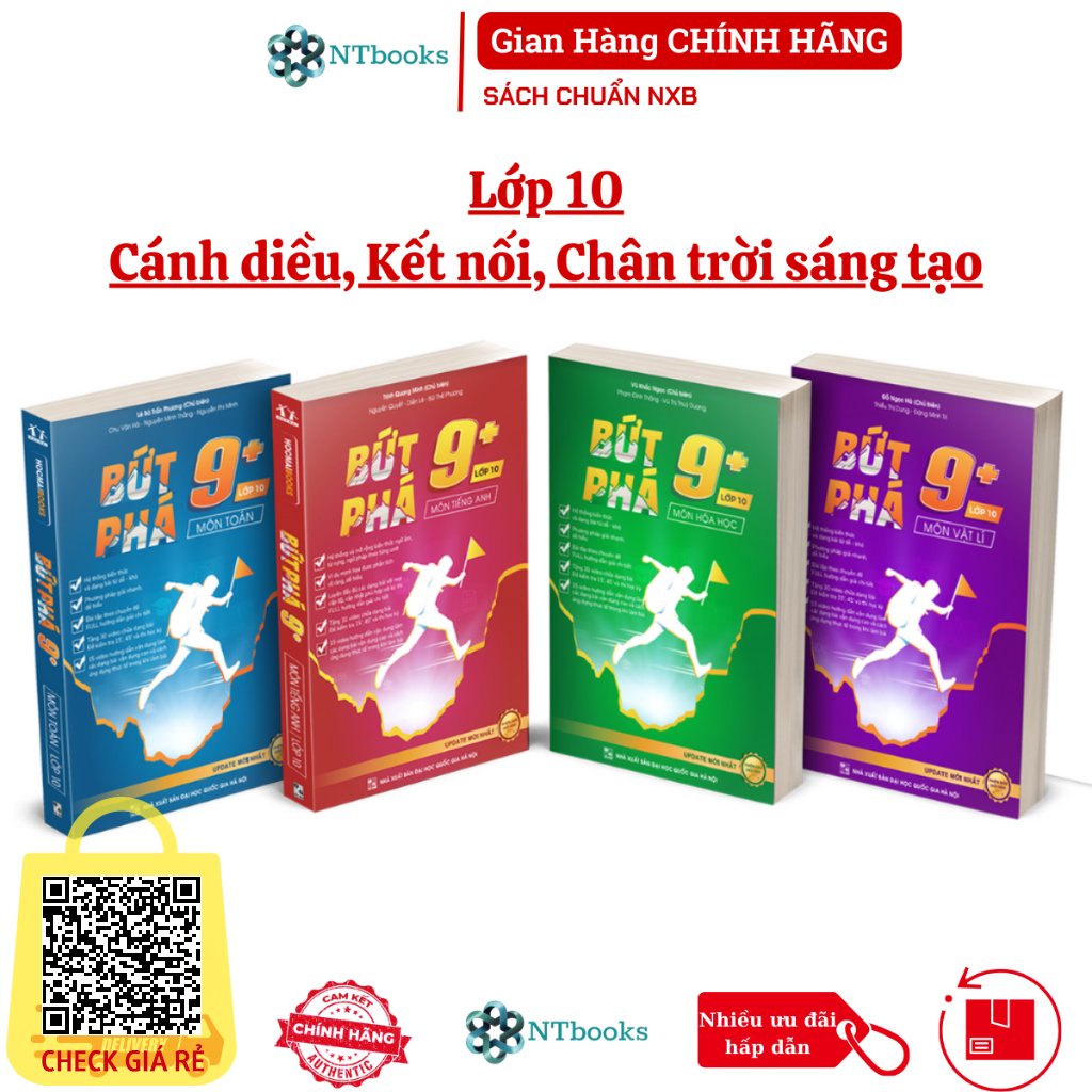 (Combo, Lẻ tùy chọn) Bộ 4 sách Bứt phá 9+ lớp 10 môn Toán, Hóa học, Vật lí, Tiếng Anh