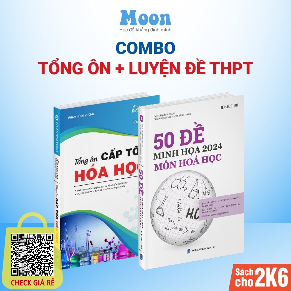 Combo luyện đề và tổng ôn cấp tốc Hoá luyện thi đánh giá năng lực và ôn thi THPT Moonbook