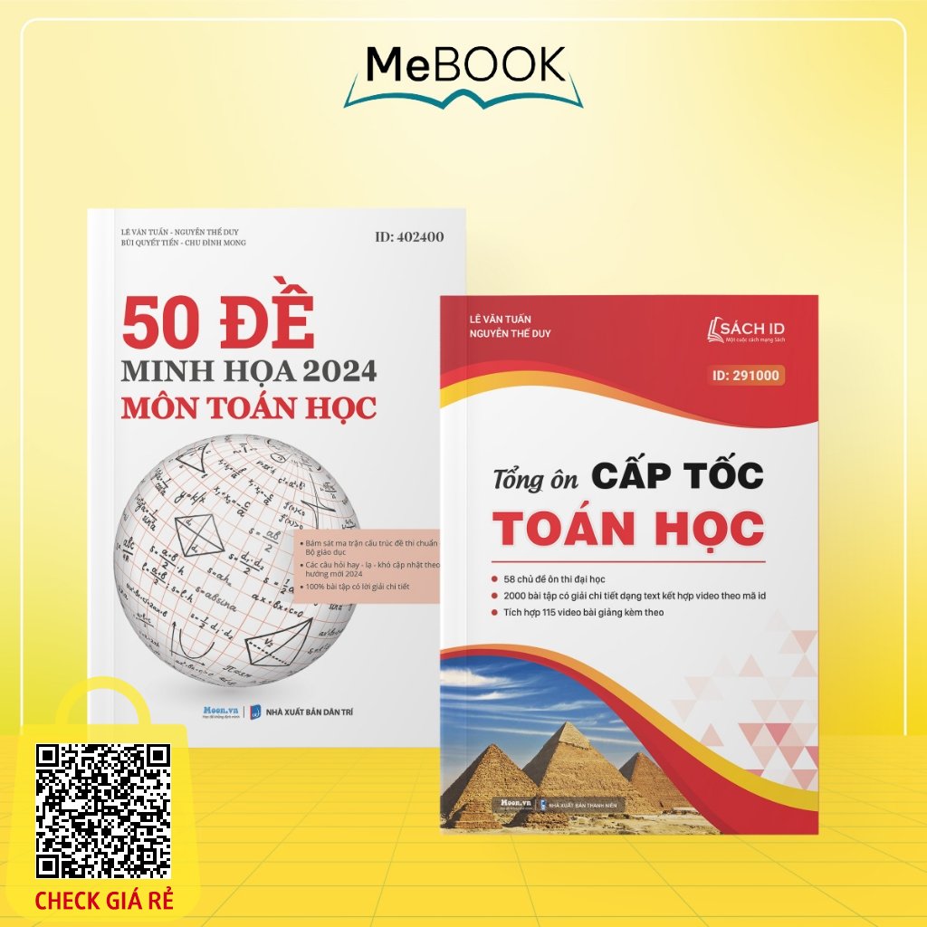 Combo sách Bộ đề minh họa và Tổng ôn Cấp tốc môn Toán Học 12 ôn thi THPTQG 2024 Me Book