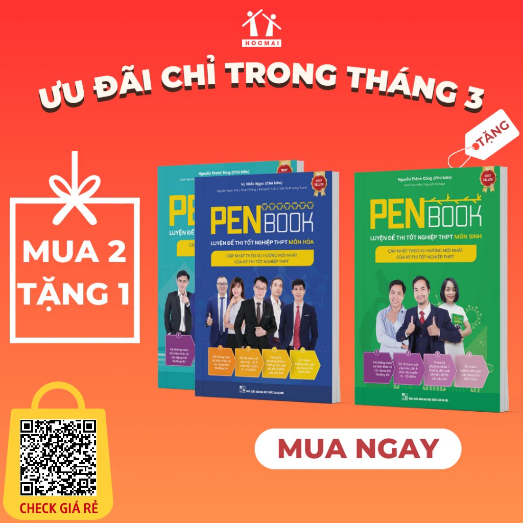 [Mua 2 tặng 1] Combo sách KHỐI B PENBOOK Luyện đề thi tốt nghiệp THPT - luyện thi Đại Học bản 2024 môn Toán - Hóa - Sinh