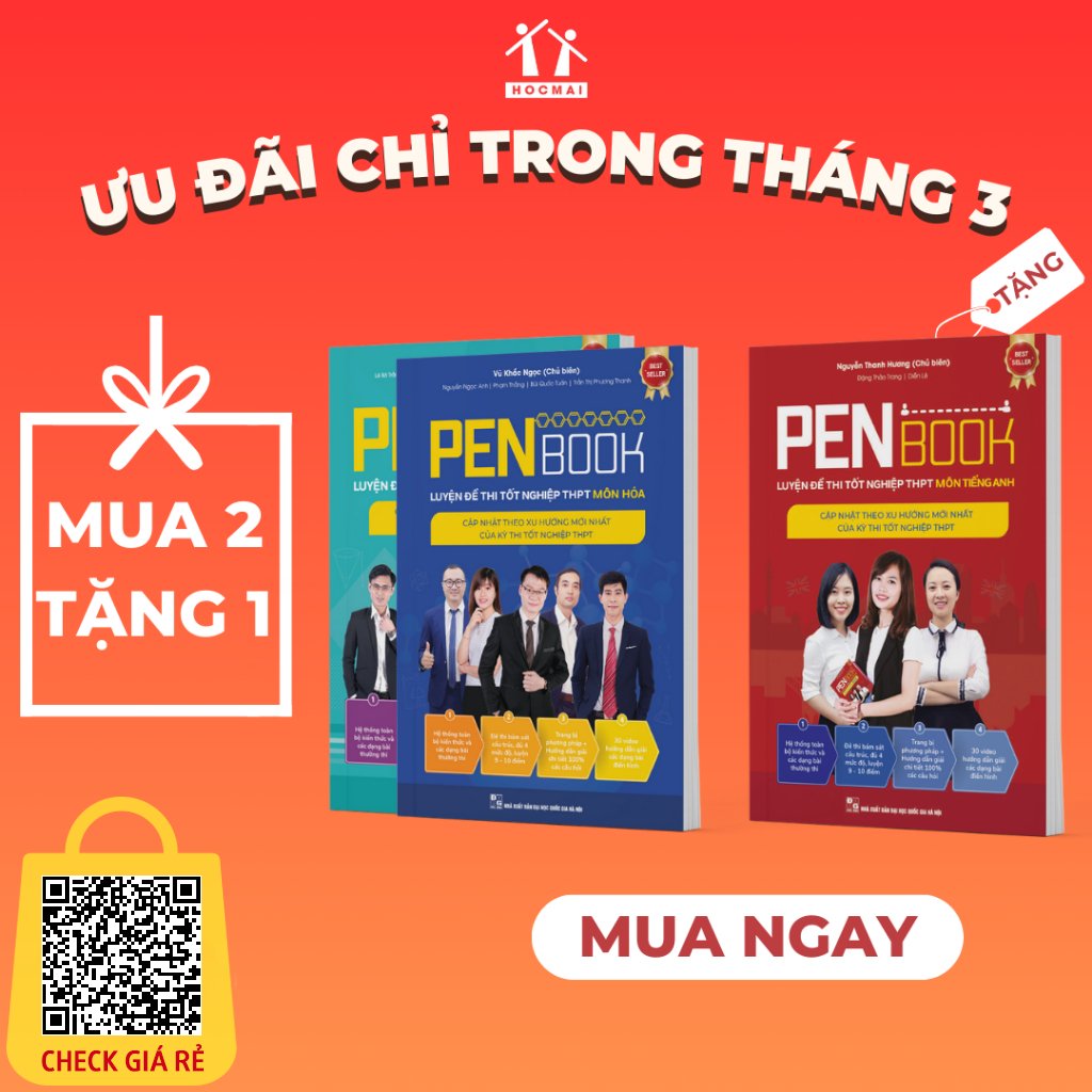 [Mua 2 tặng 1] Combo sách KHỐI D7 PENBOOK Luyện đề thi tốt nghiệp THPT - luyện thi Đại Học bản 2024 môn Toán - Hóa - Anh