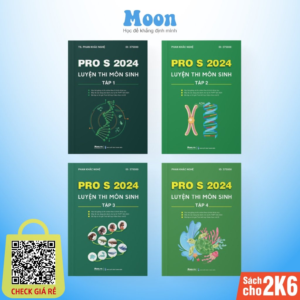 Combo sách ProS khối B Toán hoá sinh ôn thi thpt quốc gia 2024 - sách luyện thi lớp 12 moonbook