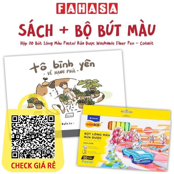 Combo Sách Tô Bình Yên Vẽ Hạnh Phúc + Hộp 20 Bút Lông Màu Pastel Rửa Được Washable Fiber Pen - Colokit SWM-C008