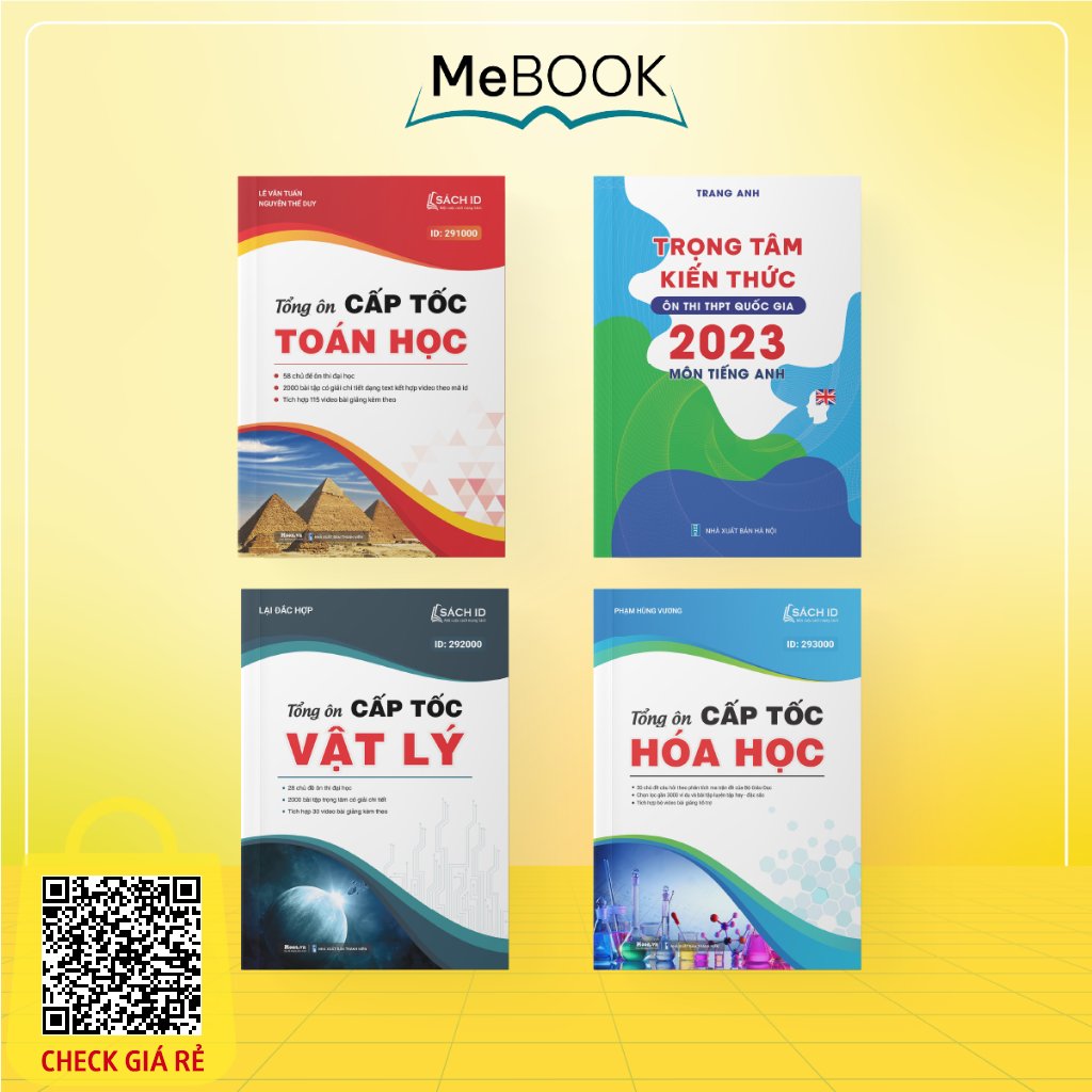 Combo Sách Tổng ôn Cấp tốc Môn Toán, Lý, Hóa và Trọng tâm Tiếng Anh ôn luyện thi THPTQG | Me Book