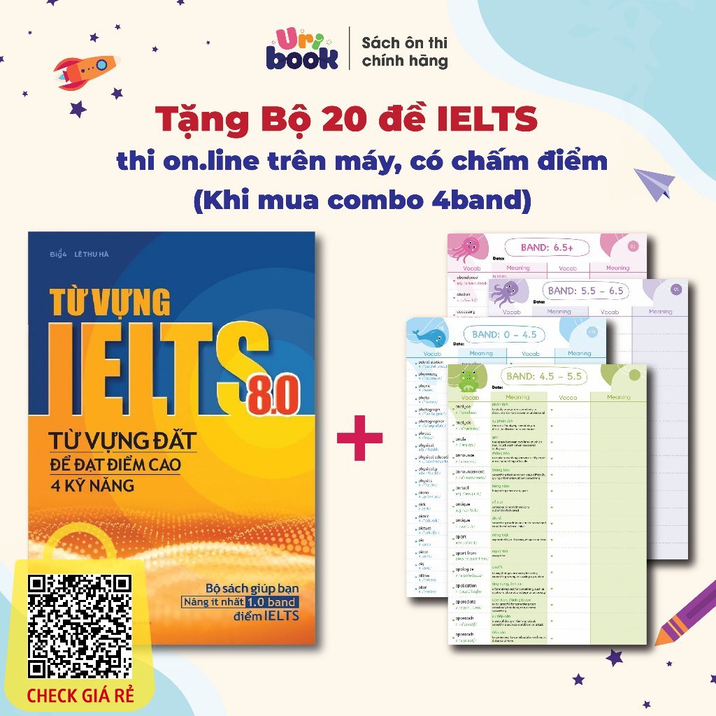 Combo Sách Từ vựng IELTS 8.0 và Takenote 6000 từ vựng IELTS theo band 0-4.5, 4.5-5.5, 5.5-6.5, 6.5+ (Ôn Luyện)