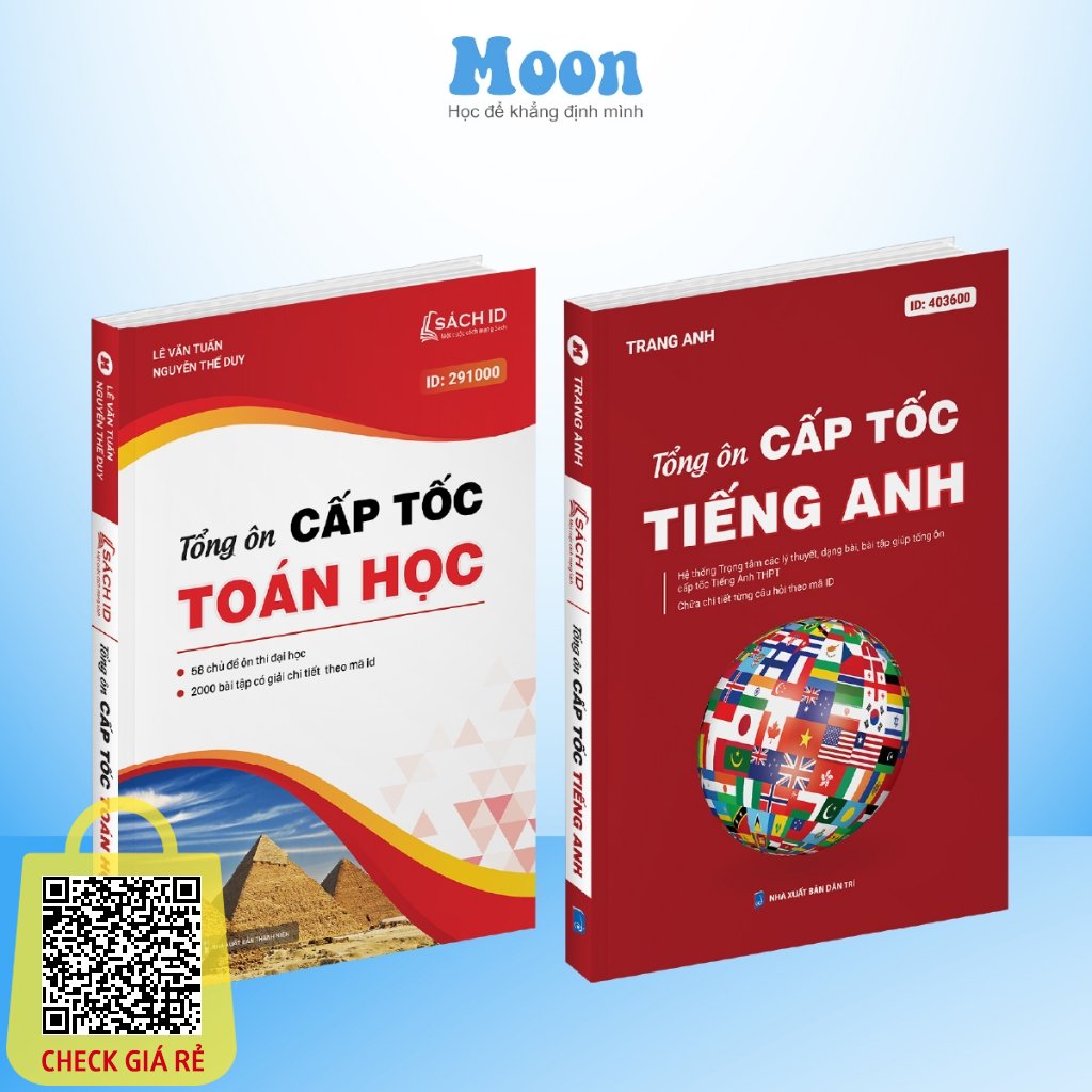 Combo tổng ôn cấp tốc luyện thi đánh giá năng lực ôn thi THPT Toán và tiếng anh Moonbook